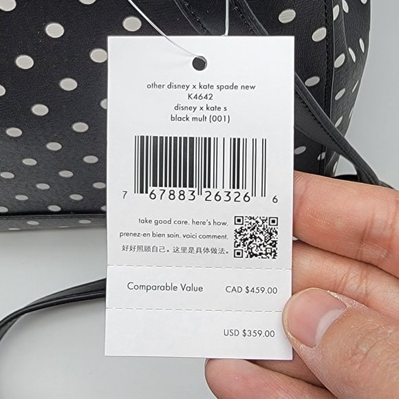 Kate Spade Disney x Minnie Mouse Backpack Black White Polka Dot Multi